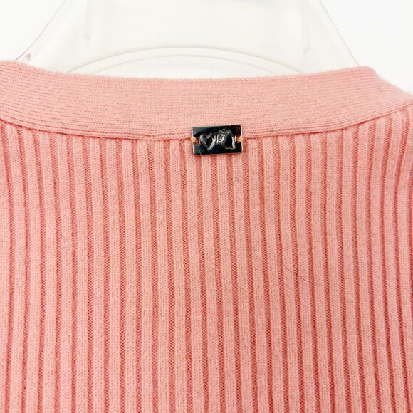 For Love & Lemons Nina Cardigan Size XS Peach Pink Lace Trim Ribbed Button Front - Picture 6 of 10